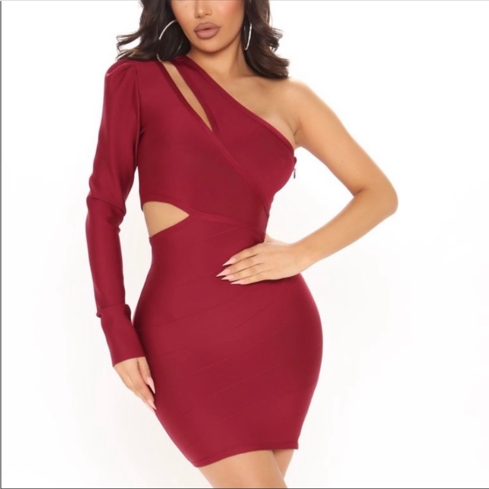 Take My Time Bandage Mini Dress - Burgundy